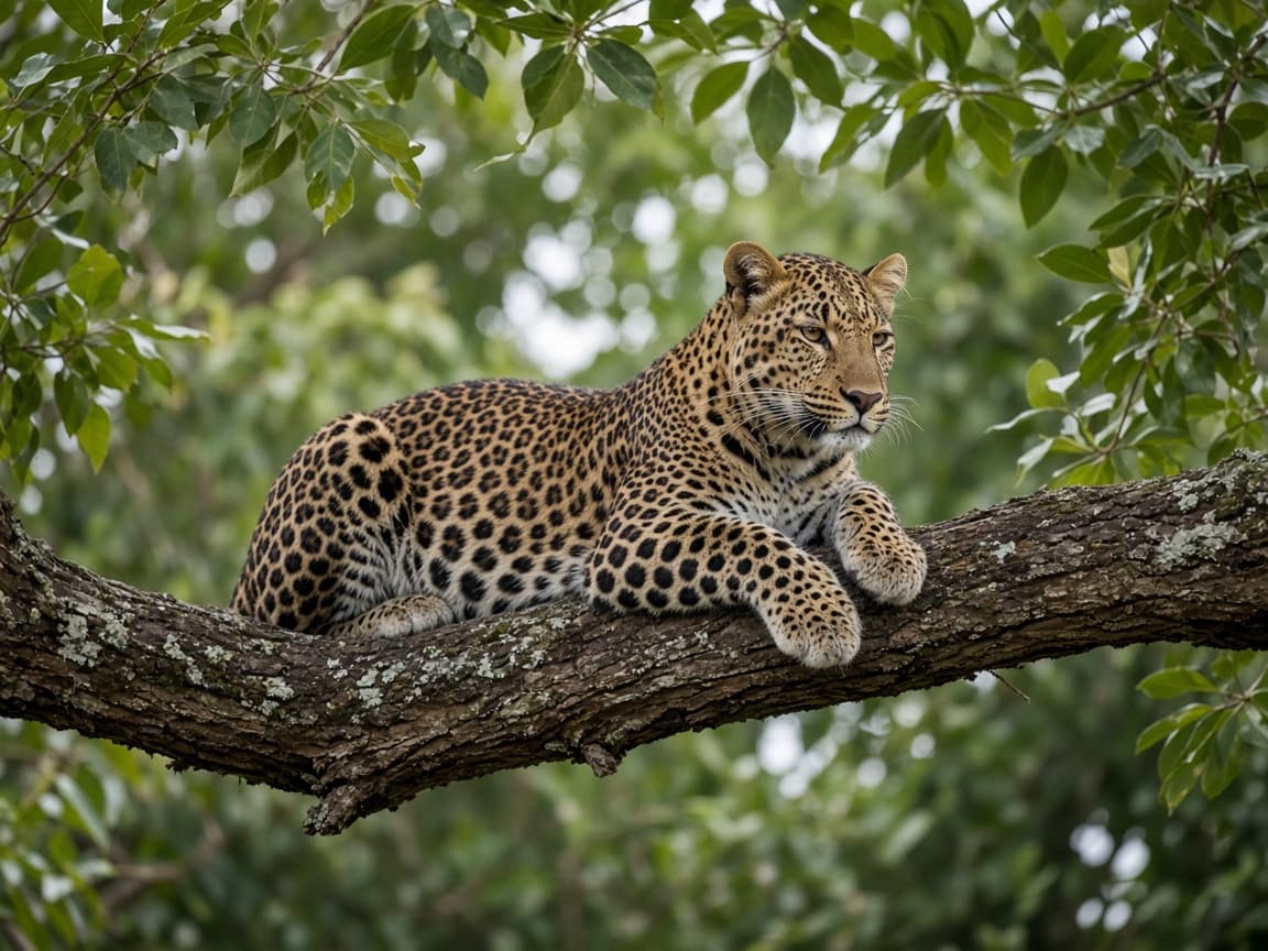 Leopard resting on a branch