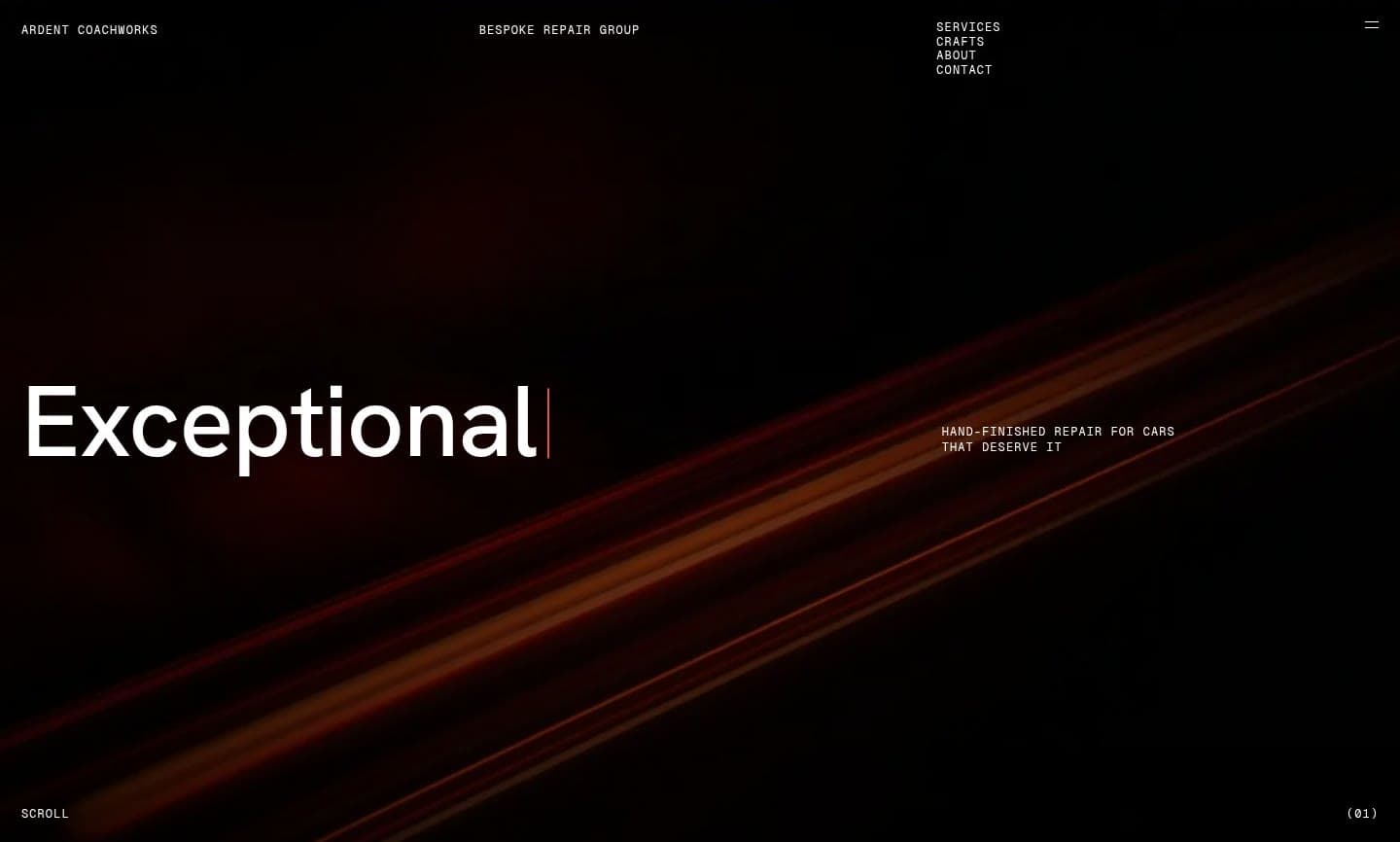 Ardent coachworks: desktop opening screen