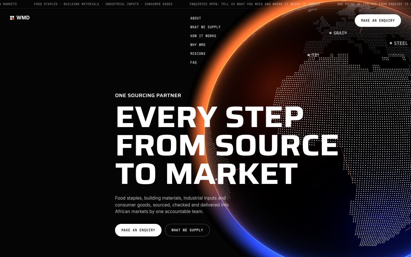 WMD commodity supply: desktop opening screen